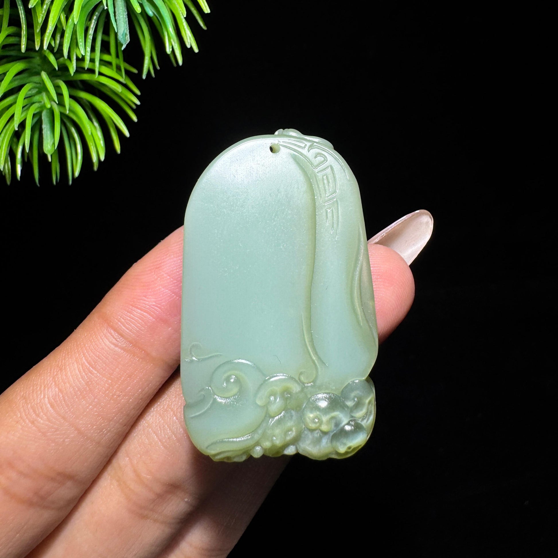 和田玉山料粉青貔貅（yc707107）