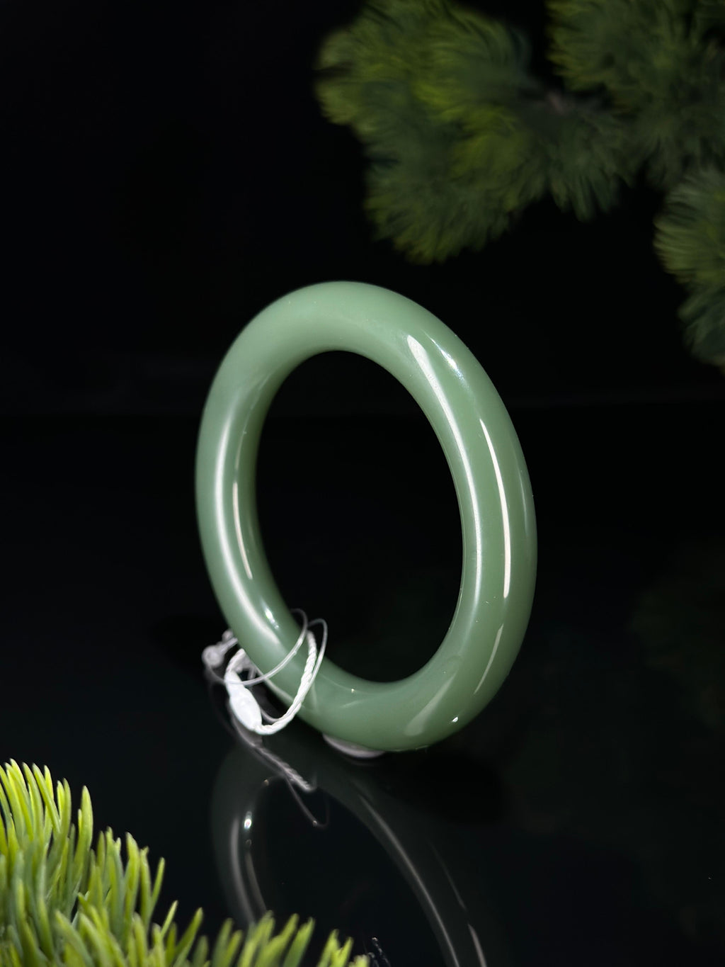 和田玉珍品碧玉圆条福镯（卡57）（yc526212）