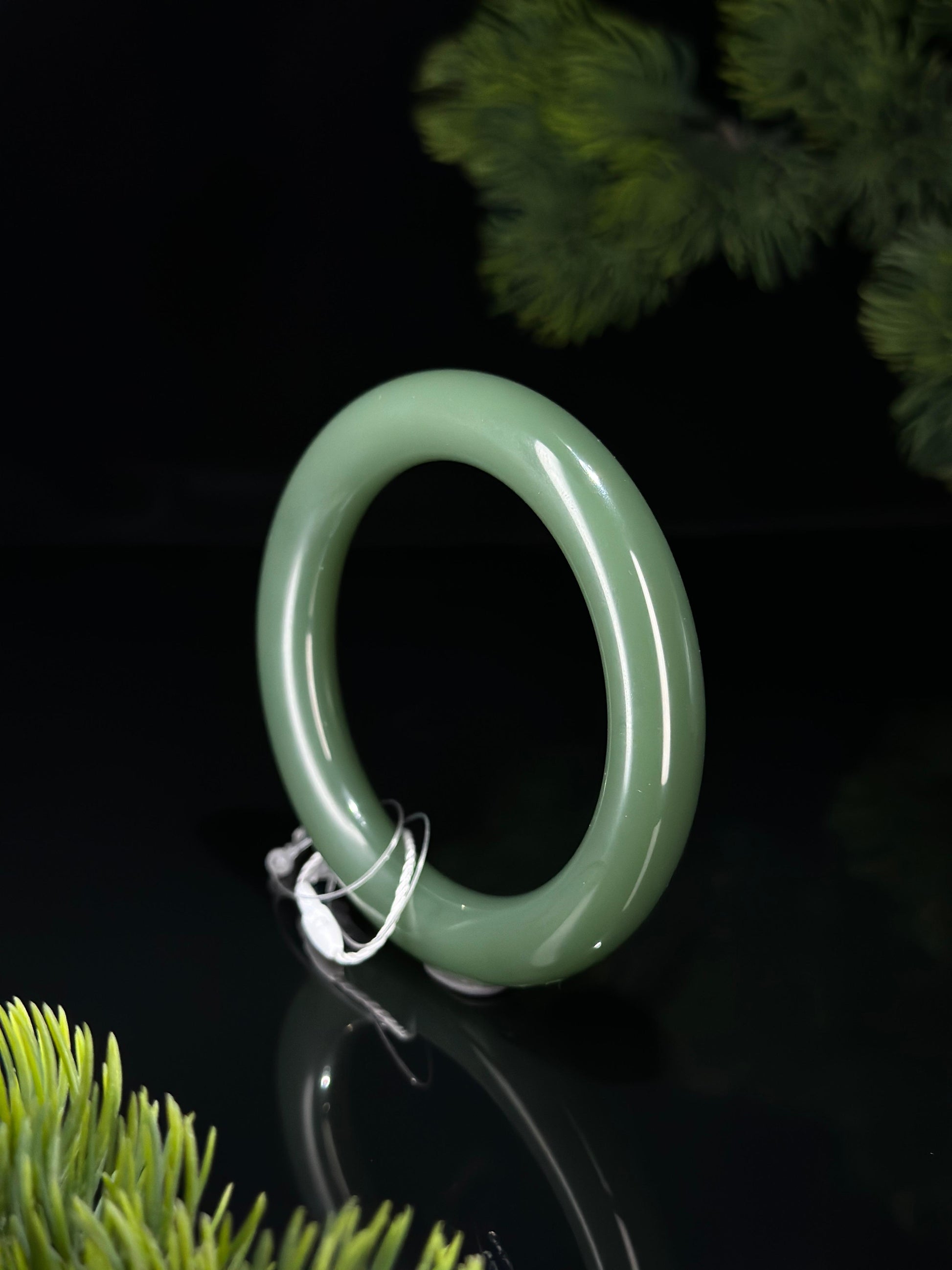 和田玉珍品碧玉圆条福镯（卡57）（yc526212）
