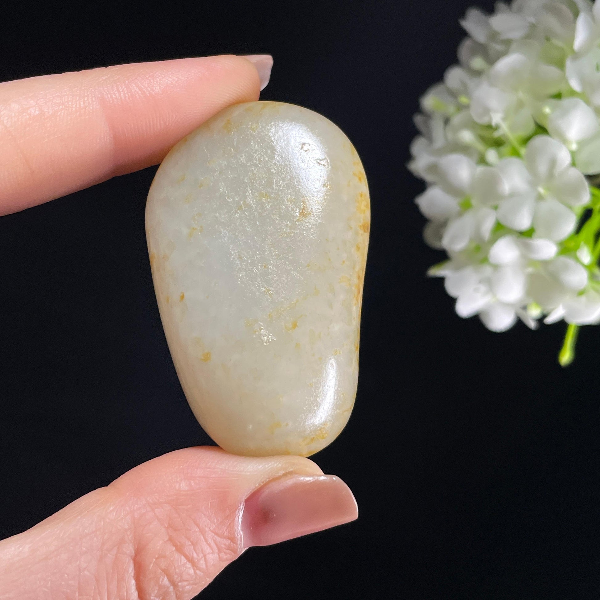 和田玉白玉“星屑落霜”洒金皮籽料（yc391363）