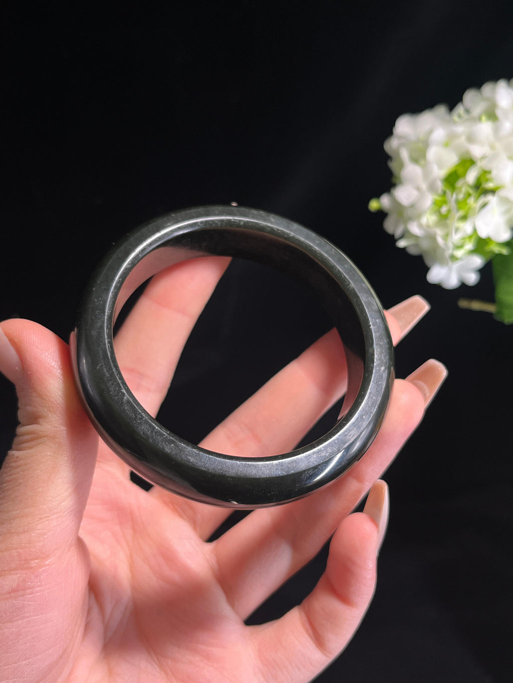 新疆天然和田玉塔青料手镯轮胎镯2（卡60）（yc260248）