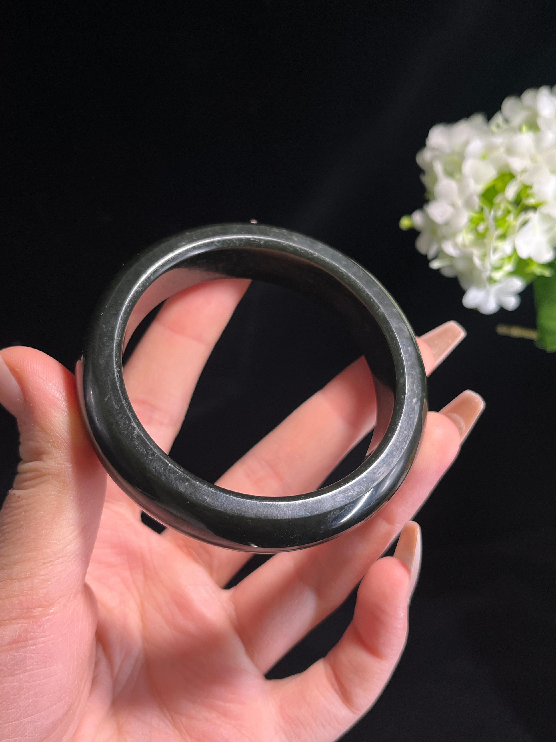 新疆天然和田玉塔青料手镯轮胎镯2（卡60）（yc260248）