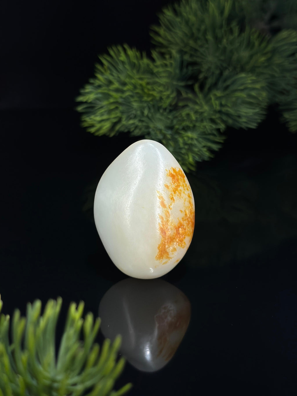 新疆和田玉白玉洒红皮挂件手把两用籽（yc681511）