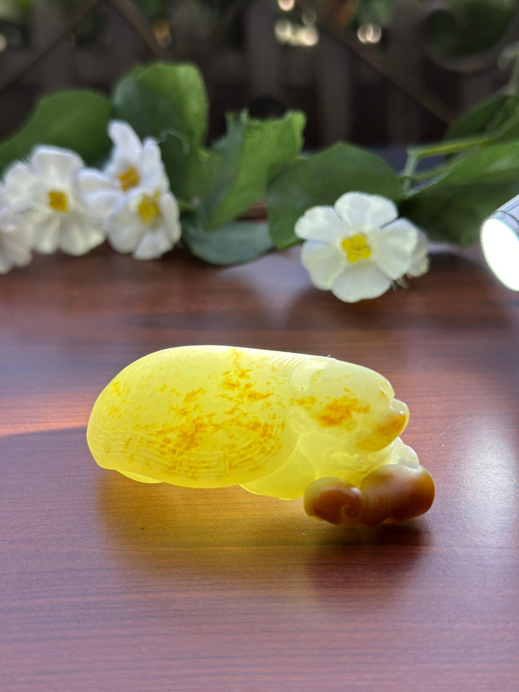 新疆和田玉精品红皮洒金皮籽料龙龟手把件（yc710590）