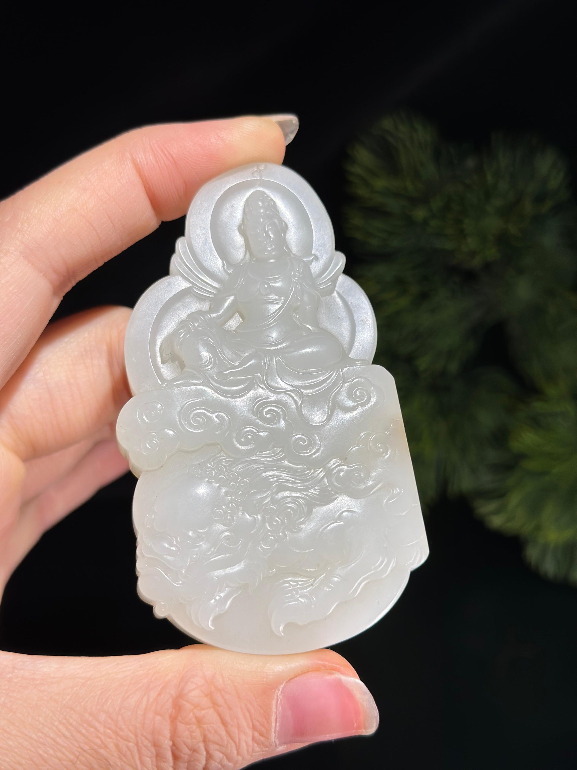 新疆和田玉白玉文殊菩萨珍品籽料挂件（yc533931）