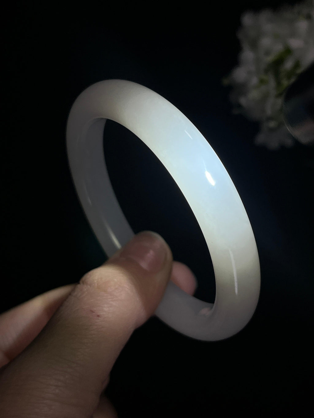 新疆天然和田玉羊脂白玉手镯精品7（卡58）（yc258376）