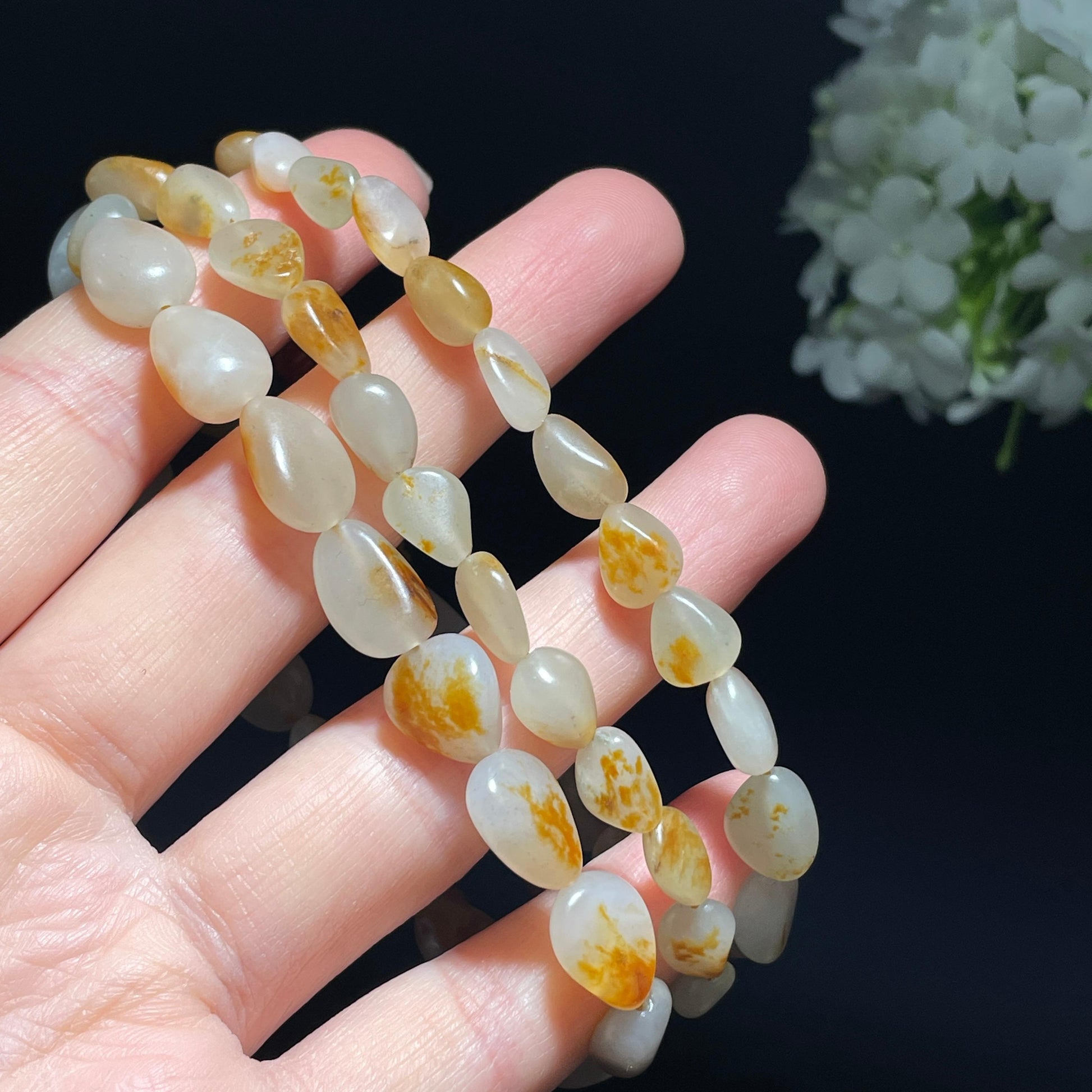 和田玉白玉洒金皮红皮原籽项链（yc355860）