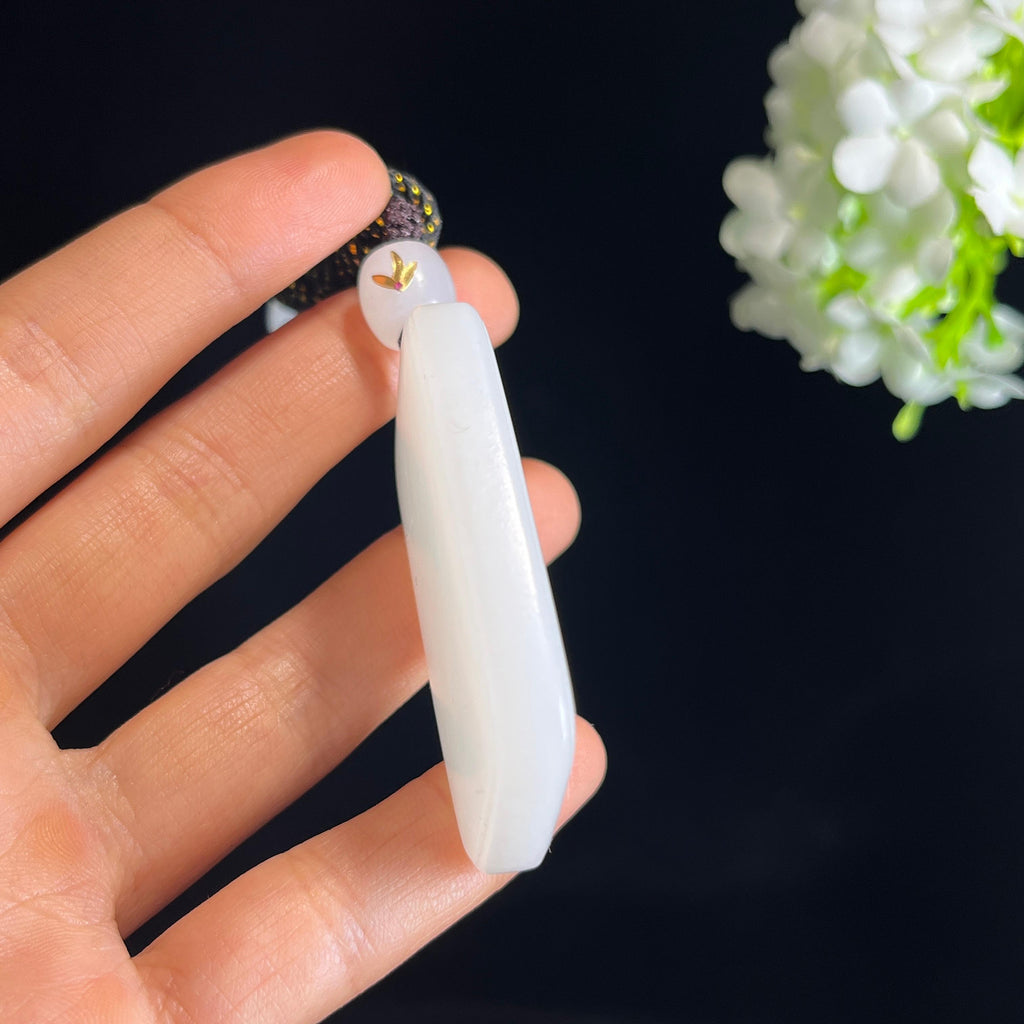 新疆天然和田玉羊脂白玉无事牌（yc349420）