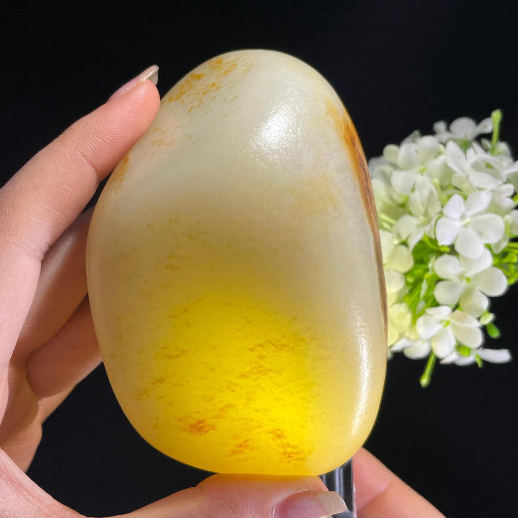 和田玉白玉“瑶光沐泽”洒金黄沁皮籽料（yc406310）