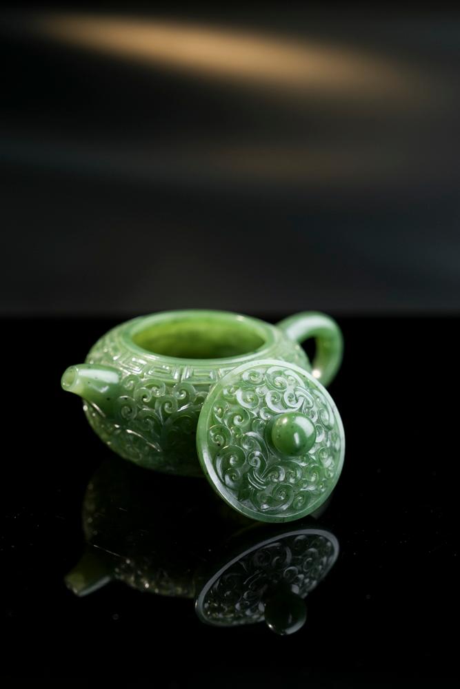 和田碧玉大师工铭刻茶壶（yc253288）