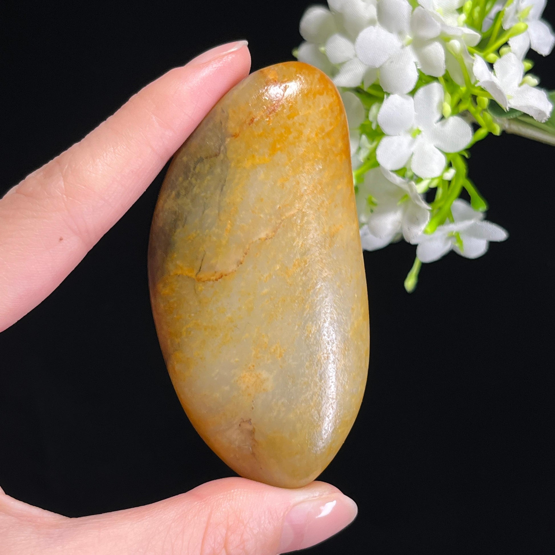 和田玉白玉通体洒金皮“丹砂金芒”特色籽料原石（yc308148）