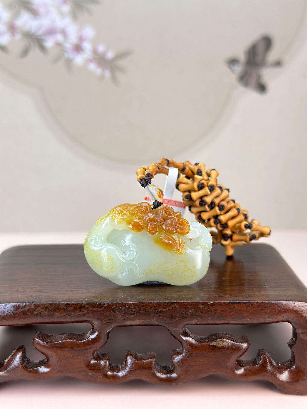 精品新疆和田玉聚红皮白玉籽料鹅如意挂件（yc765858）
