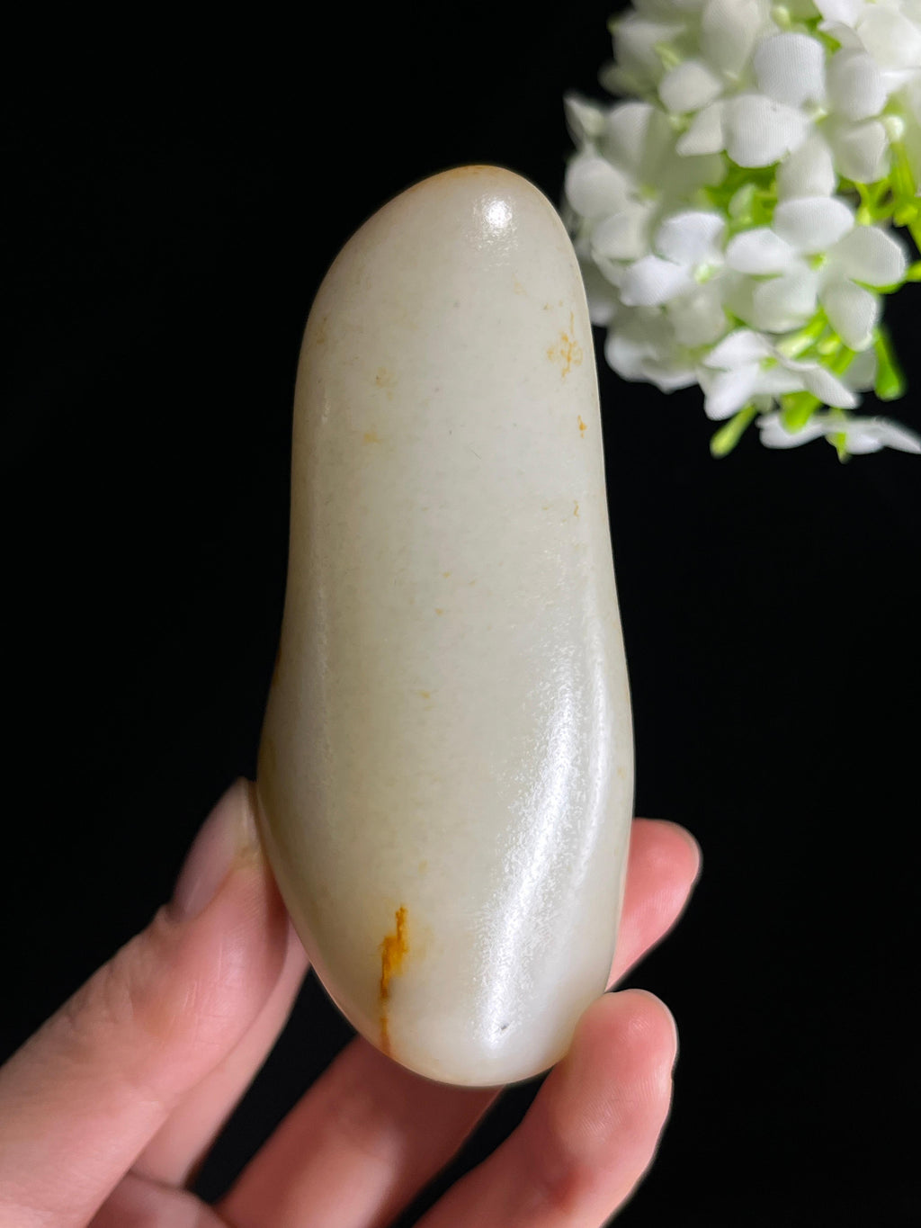 新疆天然和田玉籽料原石白玉洒金皮手把件（yc267501）