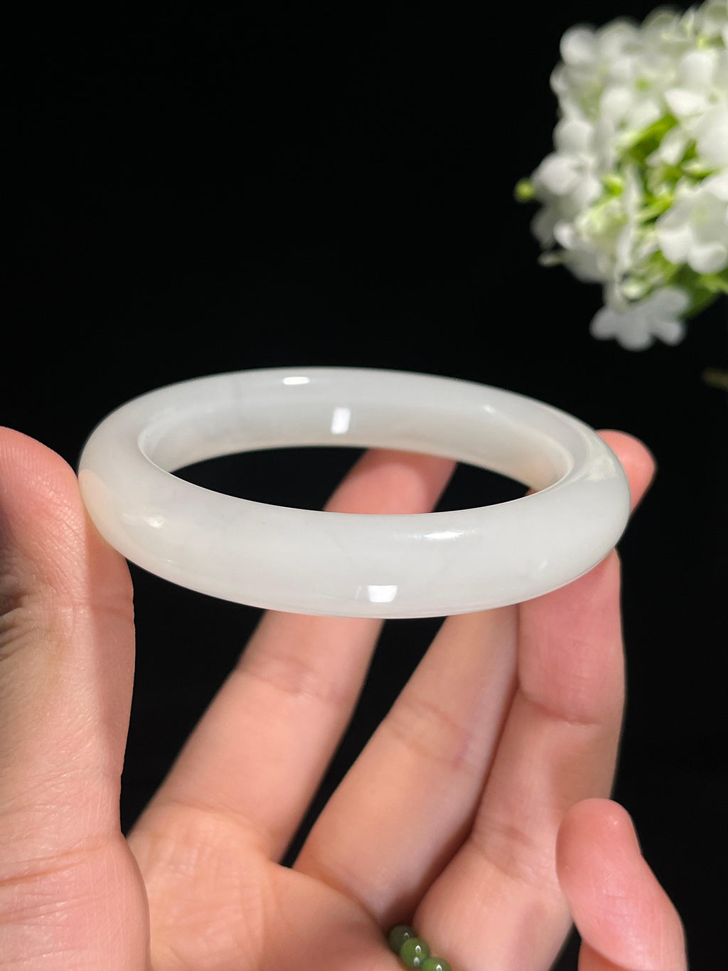 新疆天然和田玉羊脂白玉手镯精品9（卡55）（yc258385）