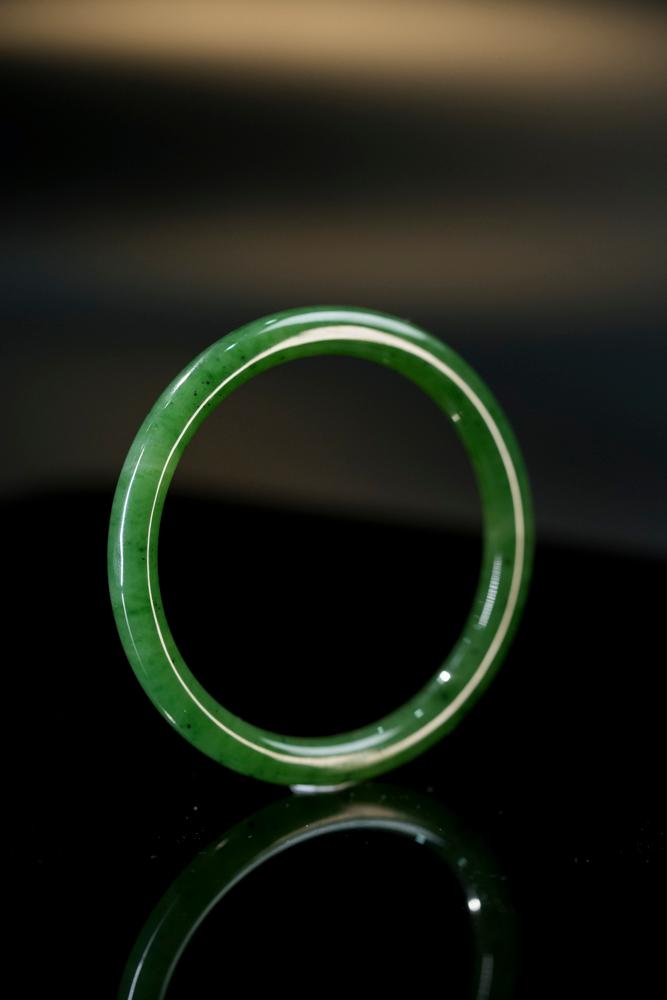 新疆天然和田玉碧玉手镯13（多圈口）（yc253312）