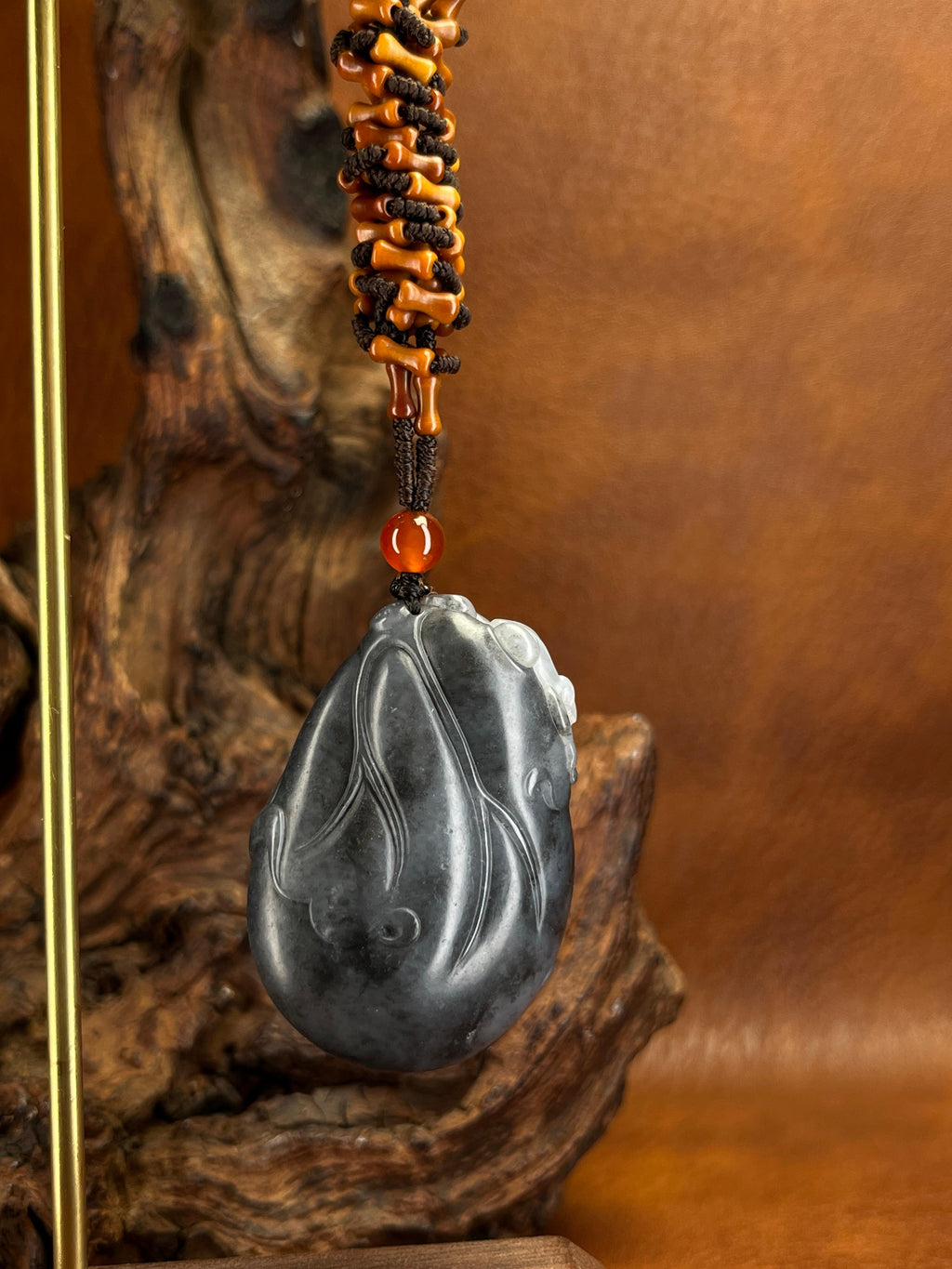 和田玉青花 籽料“招财进宝” 挂坠（yc221997）