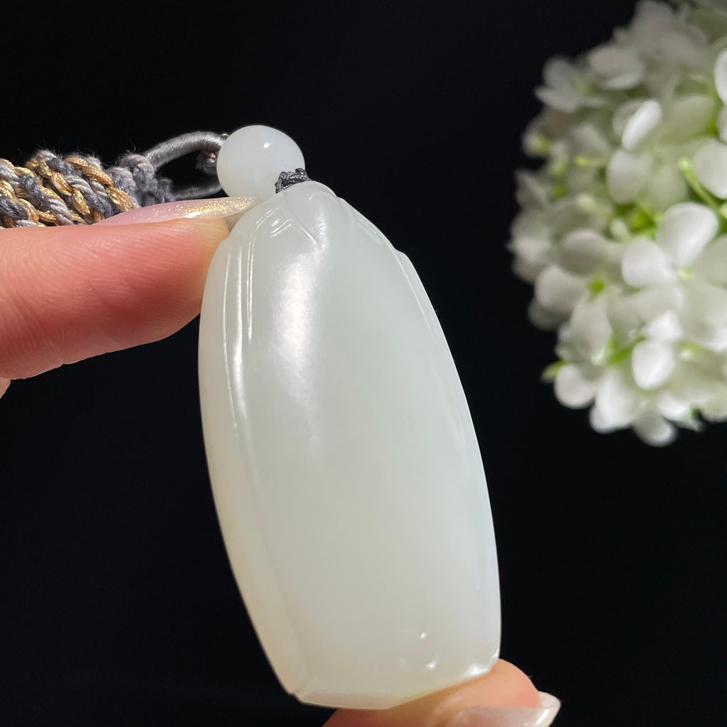 和田玉羊脂白玉“月白风清”籽料无事牌（yc327464）