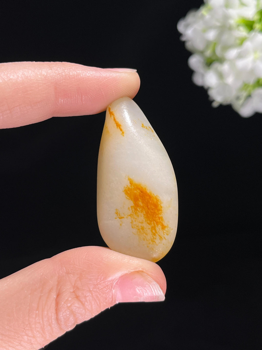 新疆和田玉白玉洒金皮籽料原石挂件（yc255424）