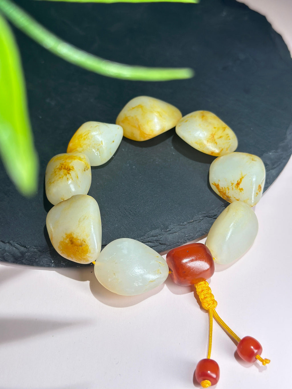 新疆和田玉珍品红皮洒金皮原籽手串（8颗）（yc748598）