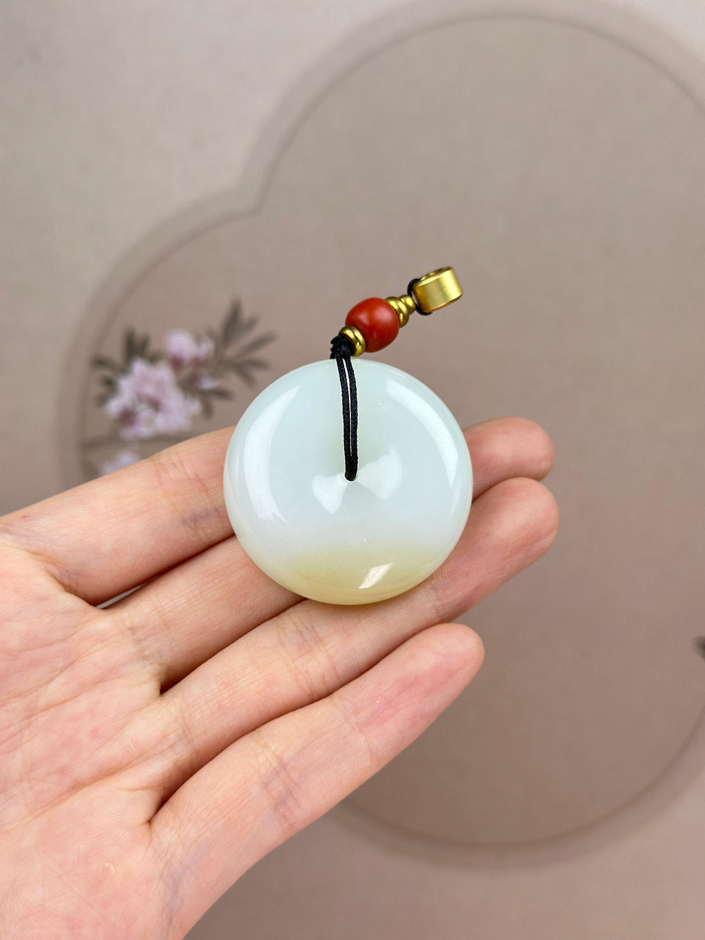 精品和田玉糖白平安扣挂件（yc775669）