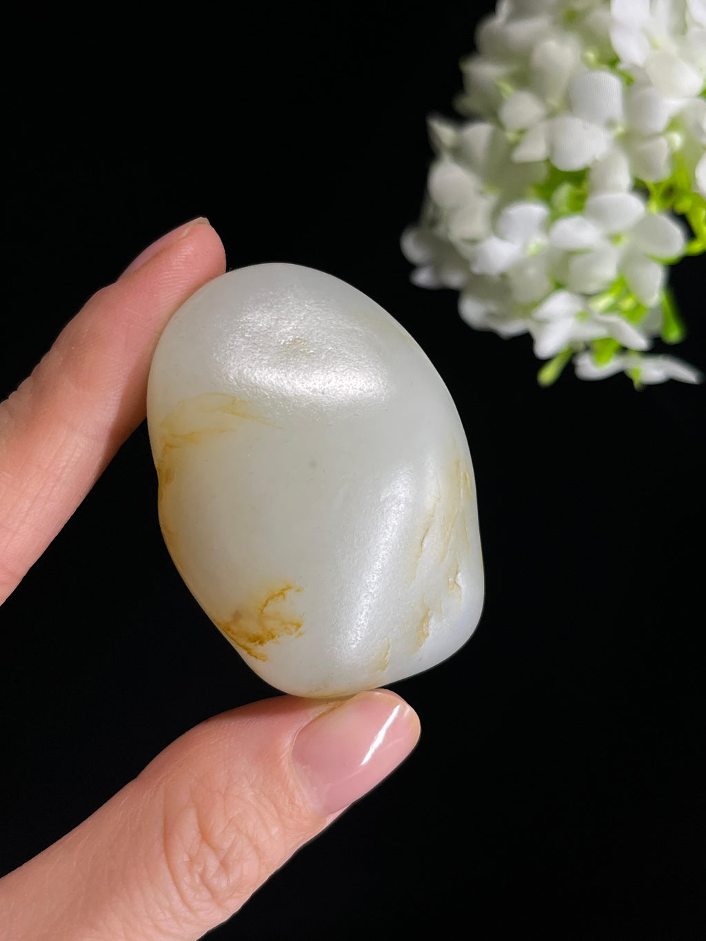 新疆天然和田玉白玉籽料原石洒金皮挂件（yc266649）