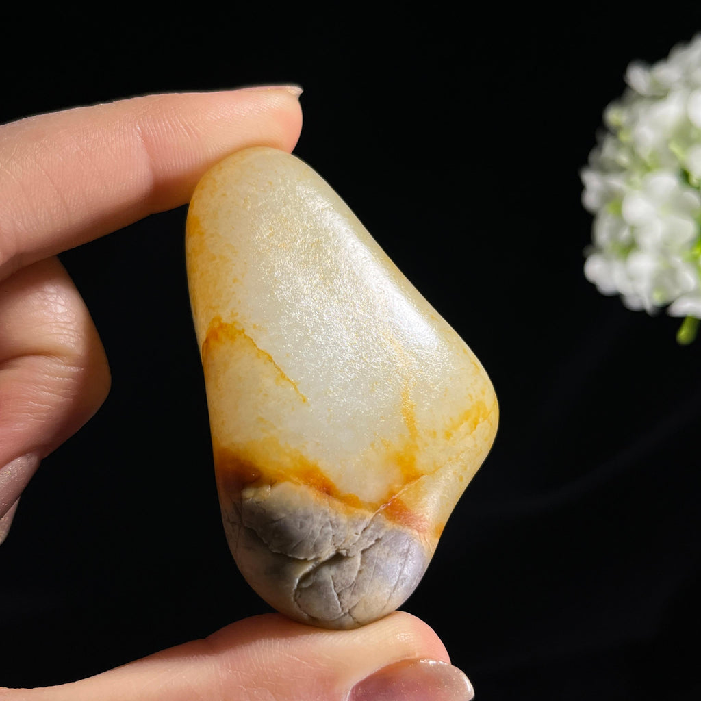 新疆天然和田玉白玉“金珀凝玉”洒金皮籽料原石（yc300260）