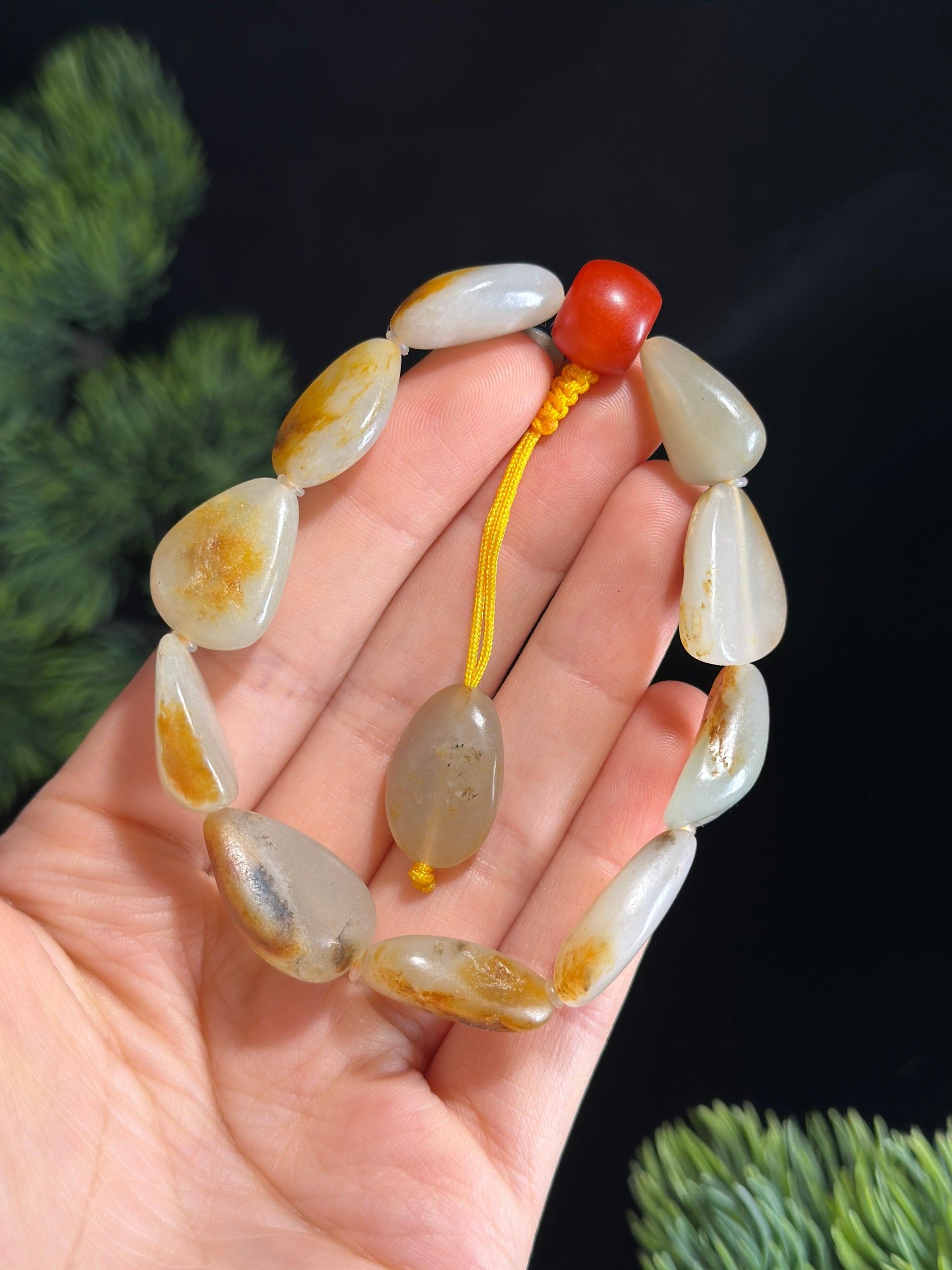 新疆和田玉洒金皮红皮原籽手串（11颗）（yc461892）