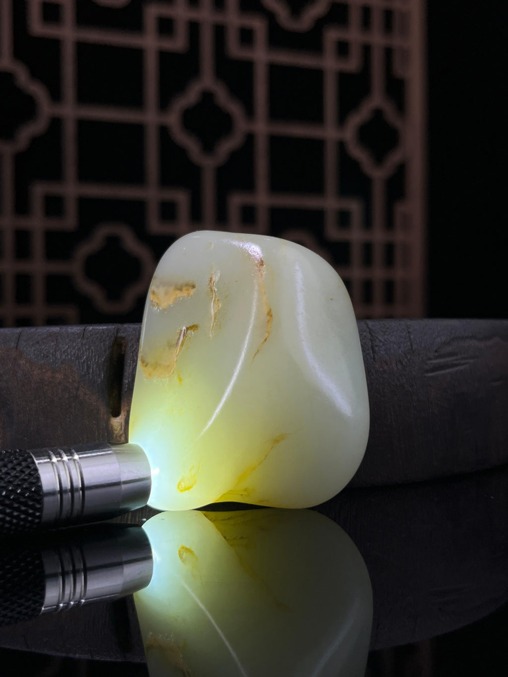 新疆和田玉白玉籽料原石洒金皮挂件4（yc233823）