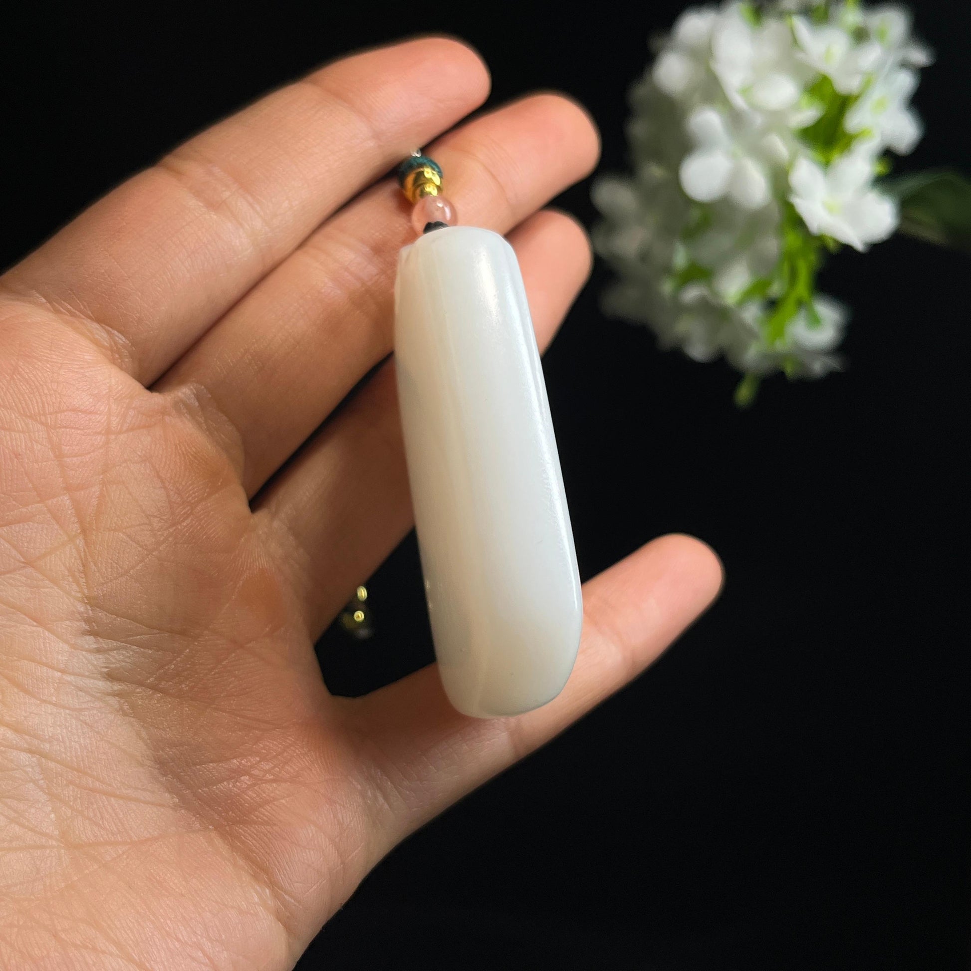 新疆天然和田玉羊脂白玉无事牌（yc349364）