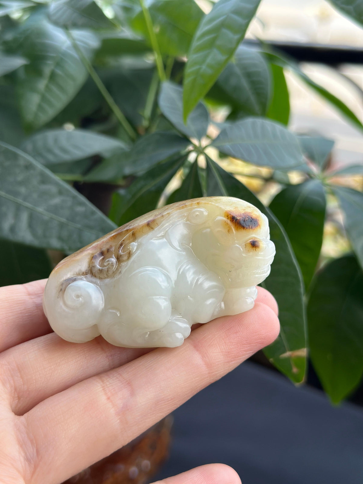 新疆和田玉精品秋梨皮籽料貔貅手把件（yc709508）