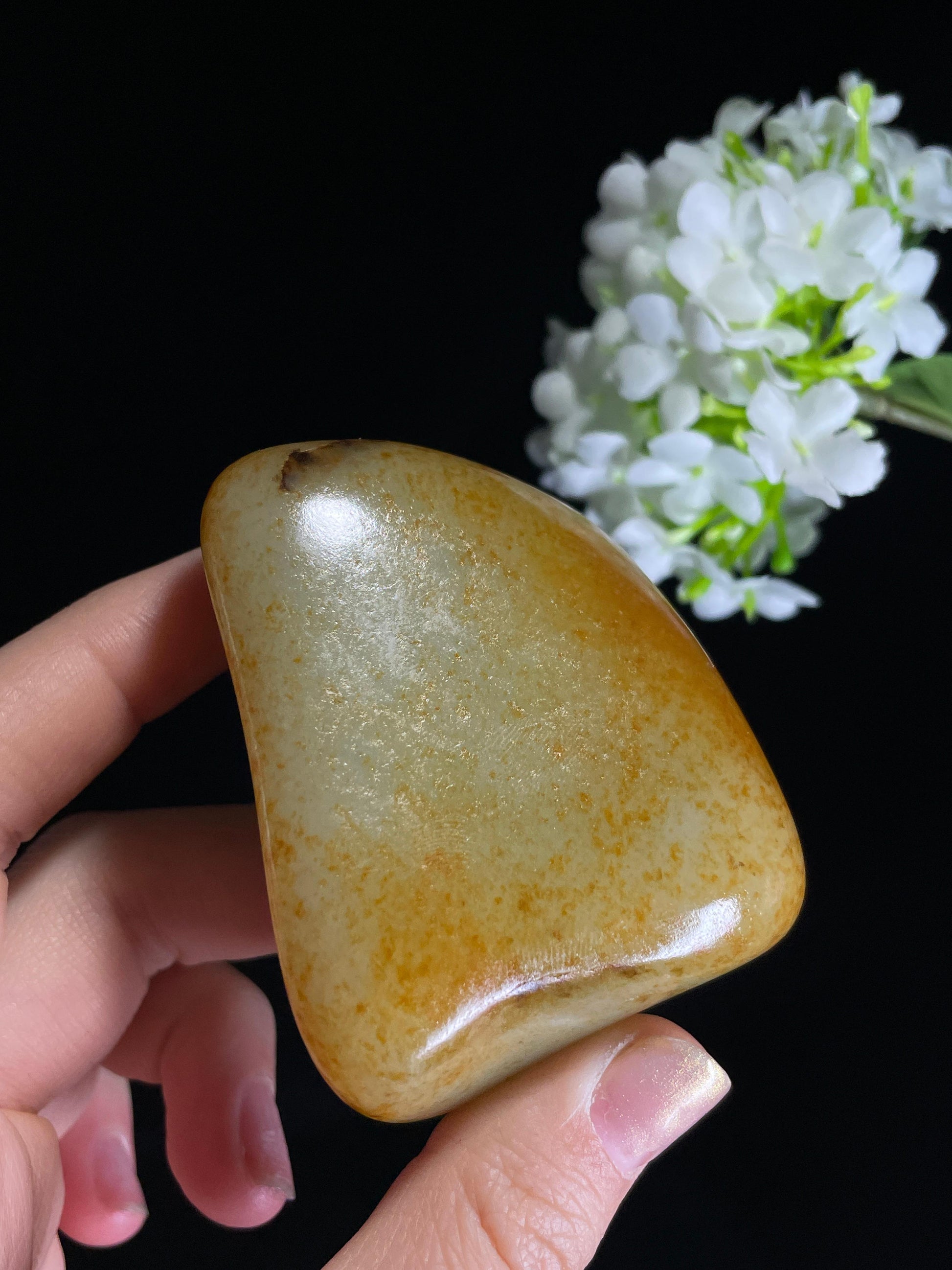 新疆天然和田玉籽料原石洒金皮收藏级小手把（yc272435）