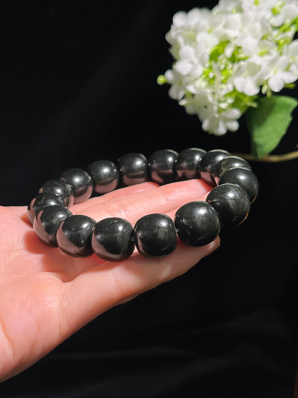 新疆天然和田玉塔青料手串1（yc260242）