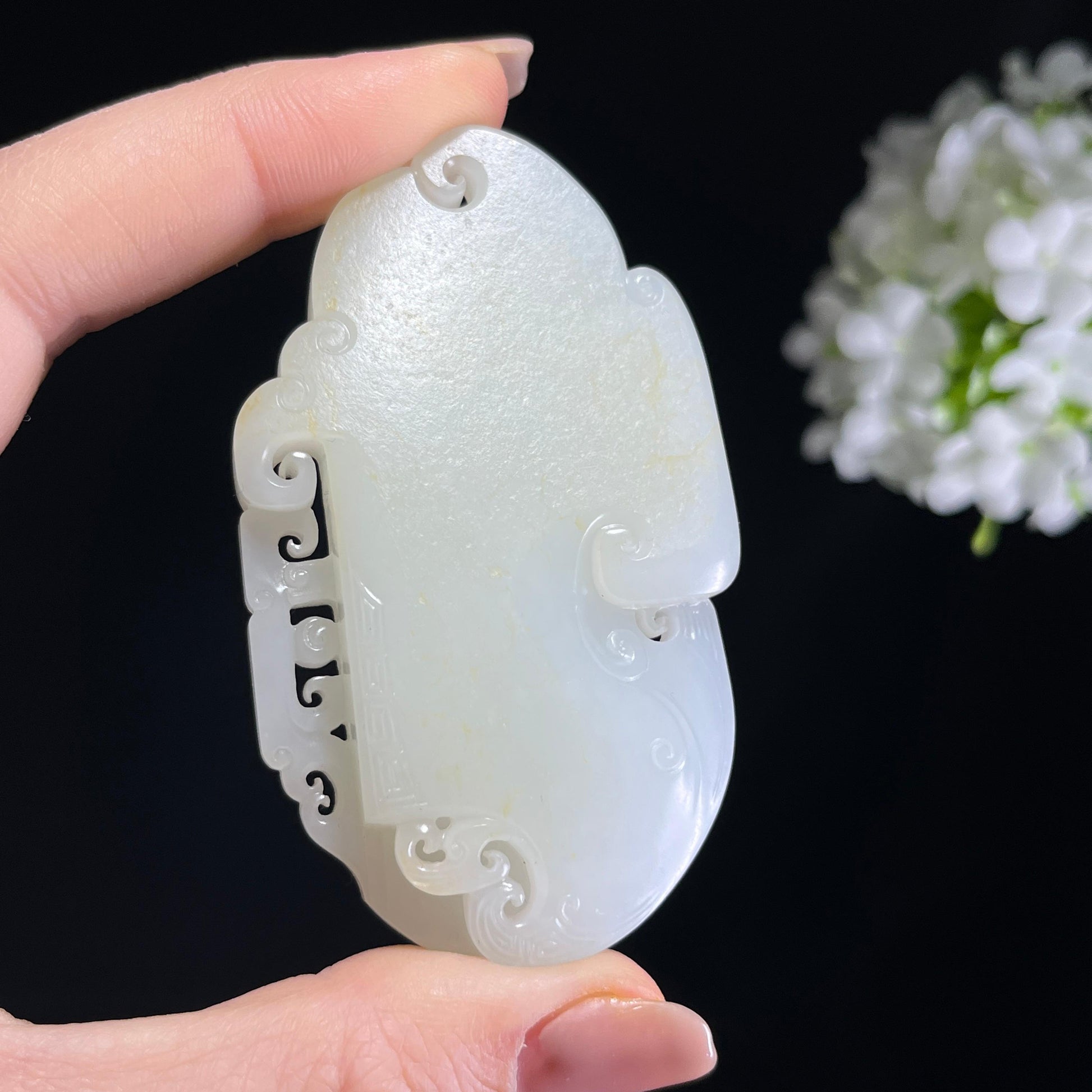 和田玉白玉籽料祥云如意挂件（yc372589）