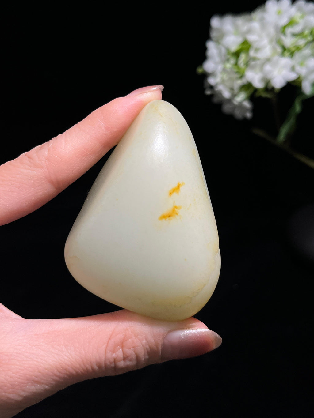 新疆和田玉收藏级洒金皮白玉籽料原石（yc253572）