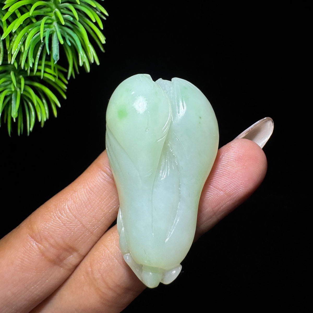 和田玉山料翠青玉兰花（yc707106）