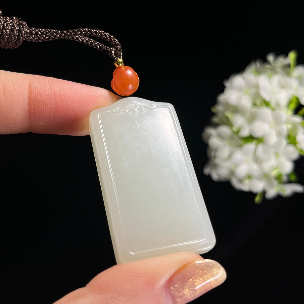 新疆天然和田玉白玉“云庭雪帖”籽料无事牌（yc303361）