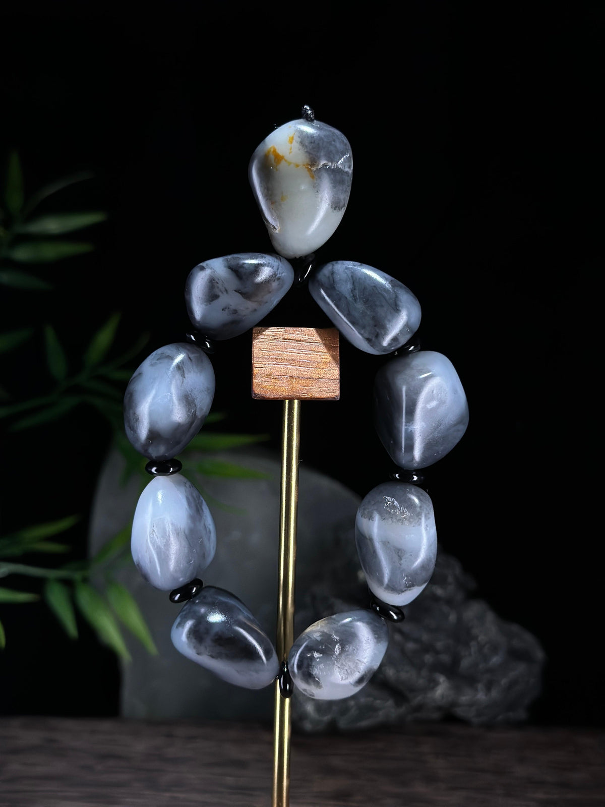 新疆和田玉精品青花洒金皮原籽手串（9颗）（yc722690）