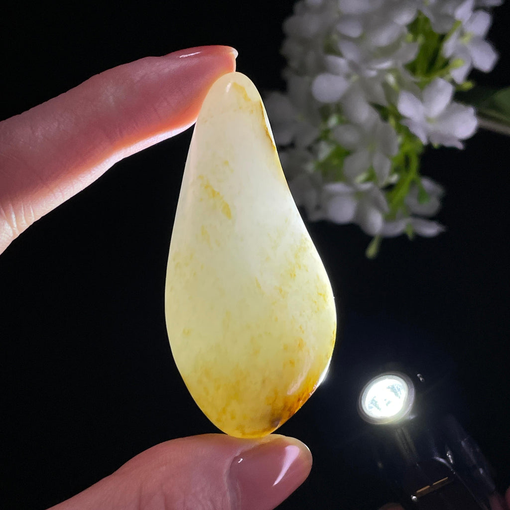 和田玉高青白“露滴秋荷”洒金秋梨皮籽料（yc342597）