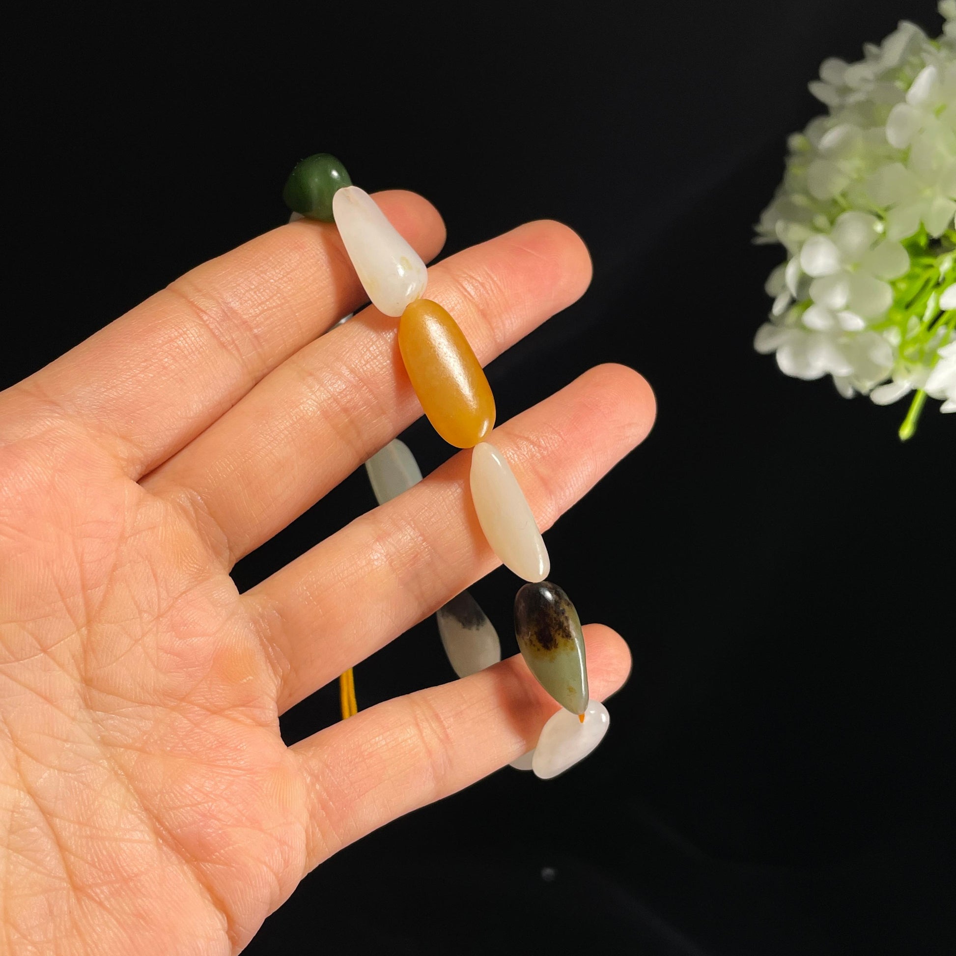 新疆天然和田玉多宝原籽手串（yc355828）