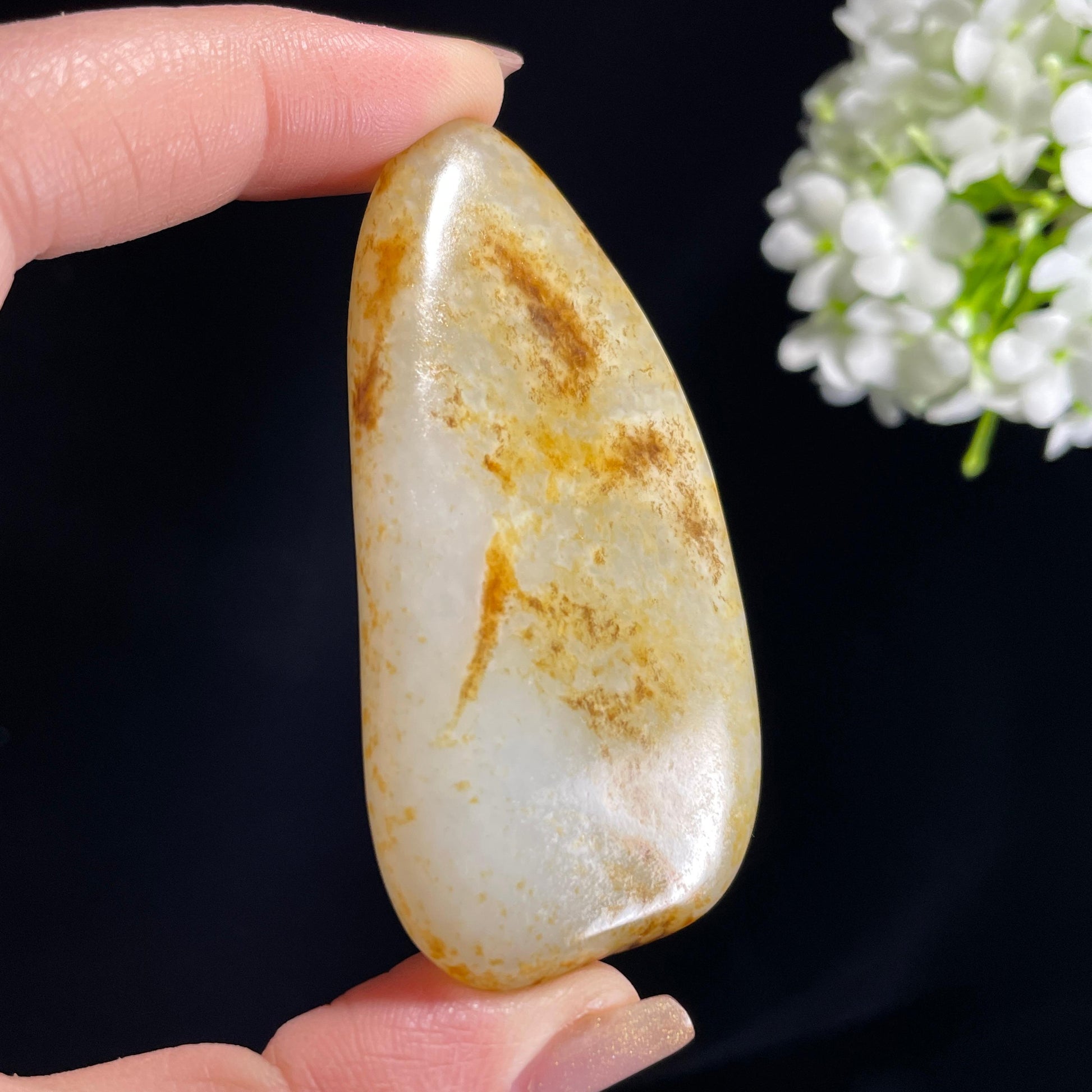 和田玉白玉“云沙漫雪”洒金秋梨皮籽料（yc368501）