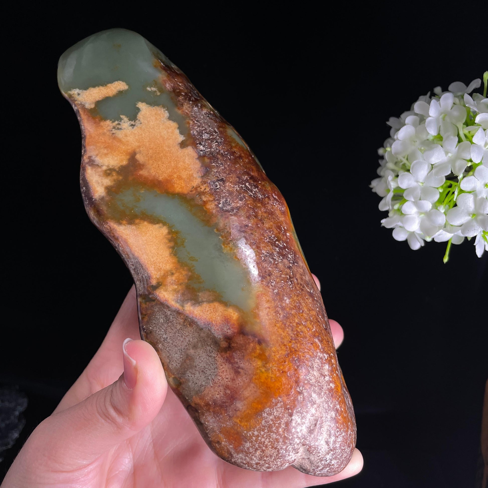 和田玉红皮青玉特色河磨玉（yc425077）
