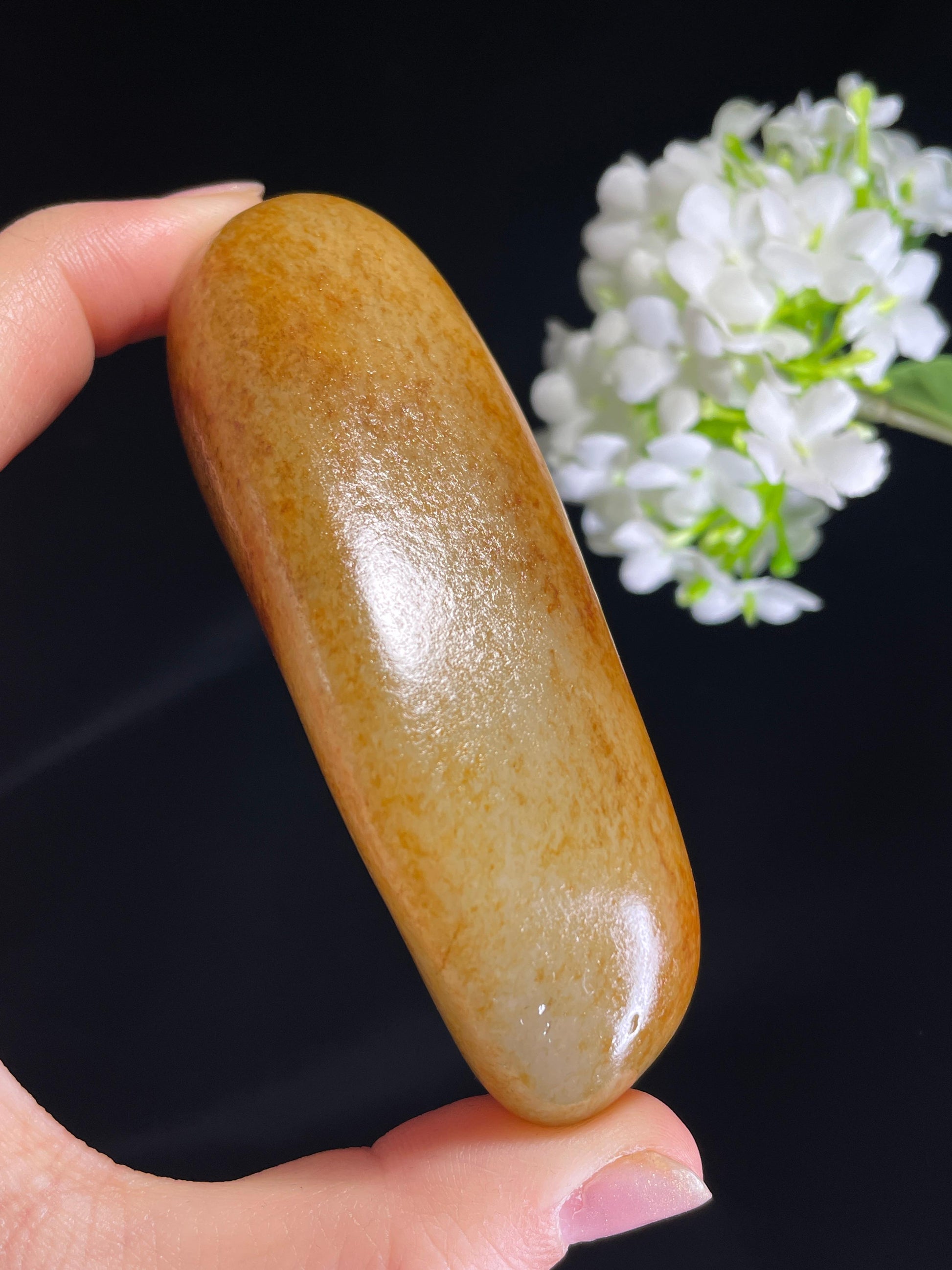 新疆天然和田玉籽料原石金包银手把件（yc272411）