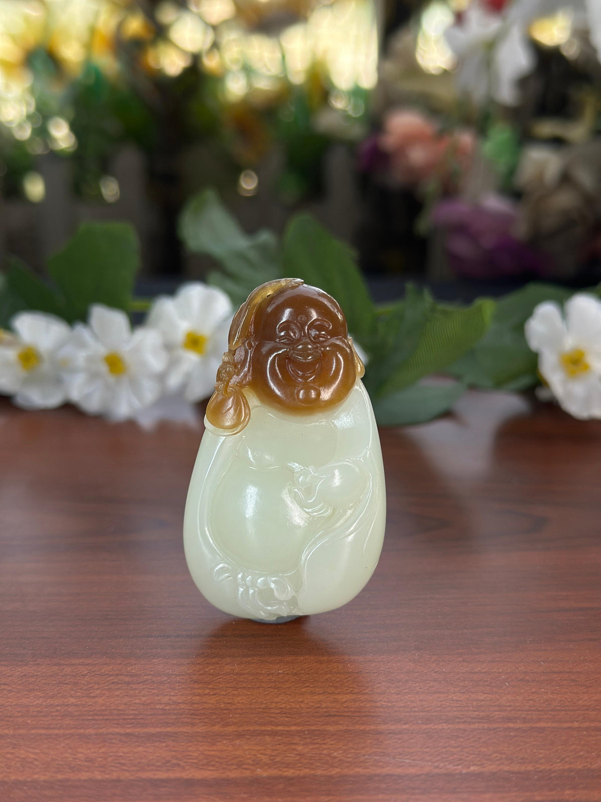 和田玉糖白弥勒挂件（yc710989）