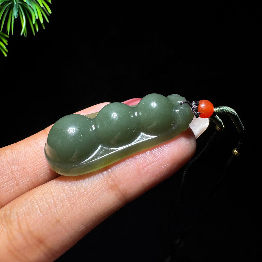 和田玉山料湖水绿四季豆（yc727180）