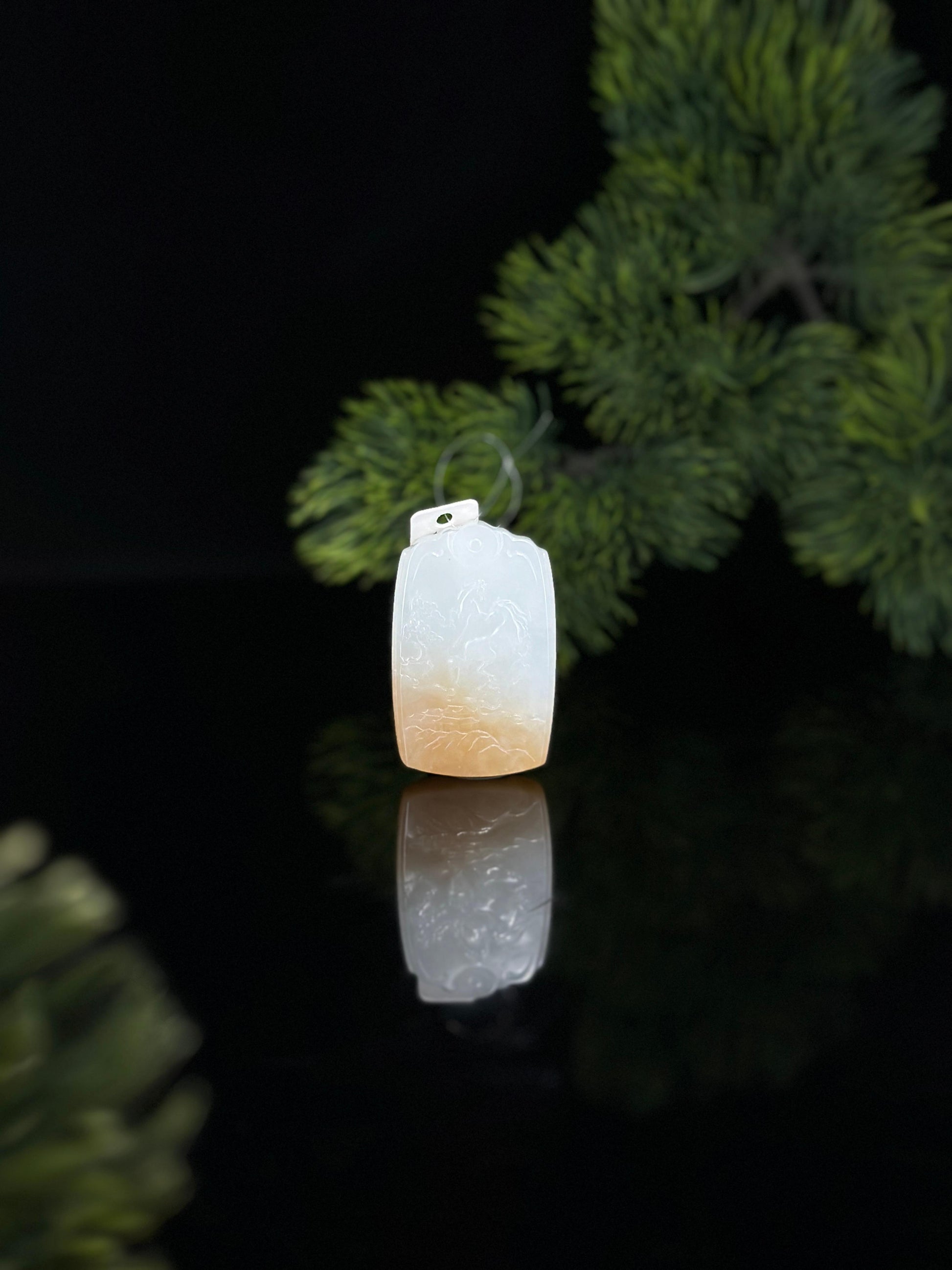 和田玉糖白玉普贤菩萨挂件（yc485920）