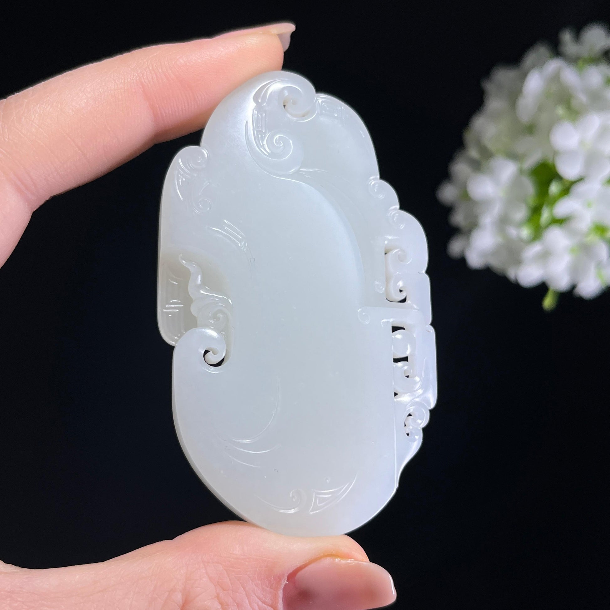 和田玉白玉籽料祥云如意挂件（yc372589）