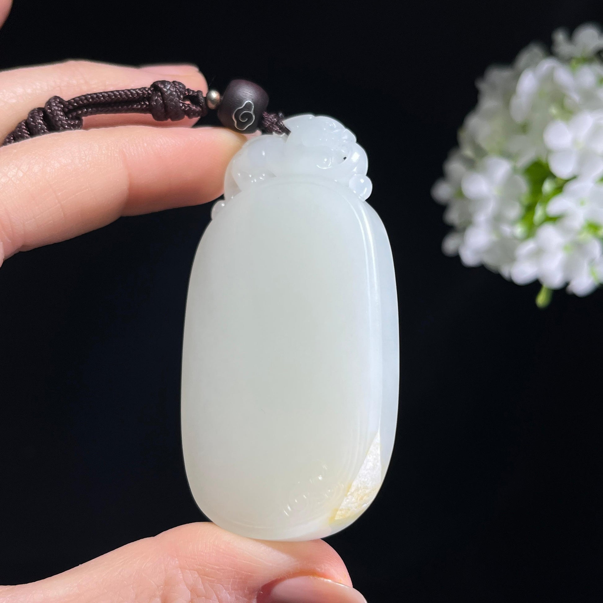 和田玉白玉洒金皮籽料籽料无事牌（yc372544）