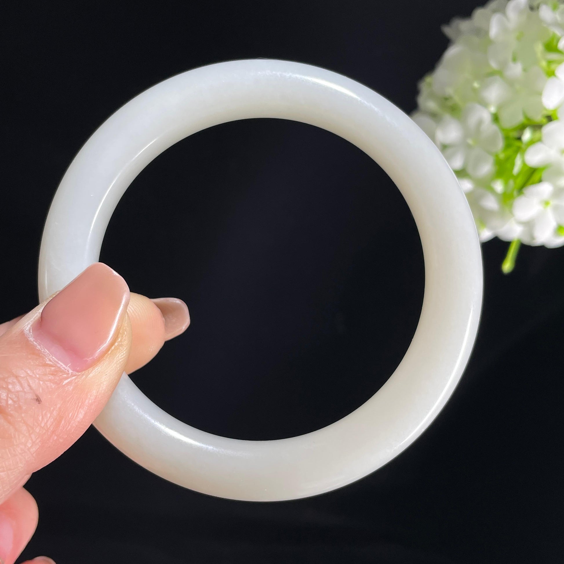 和田玉白玉手镯（卡59）（yc393147）