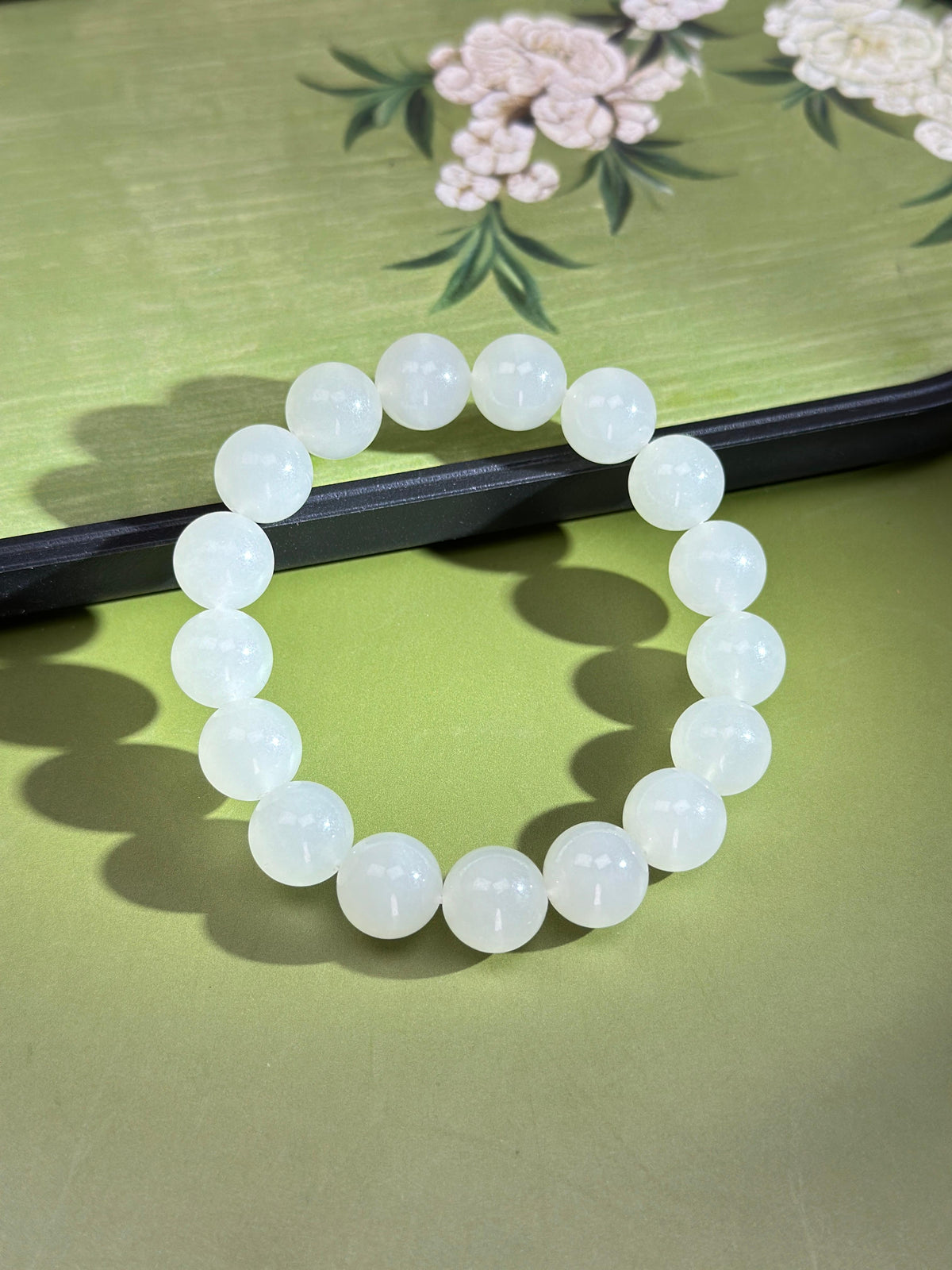 和田玉白玉圆珠手串（17颗）（yc755914）