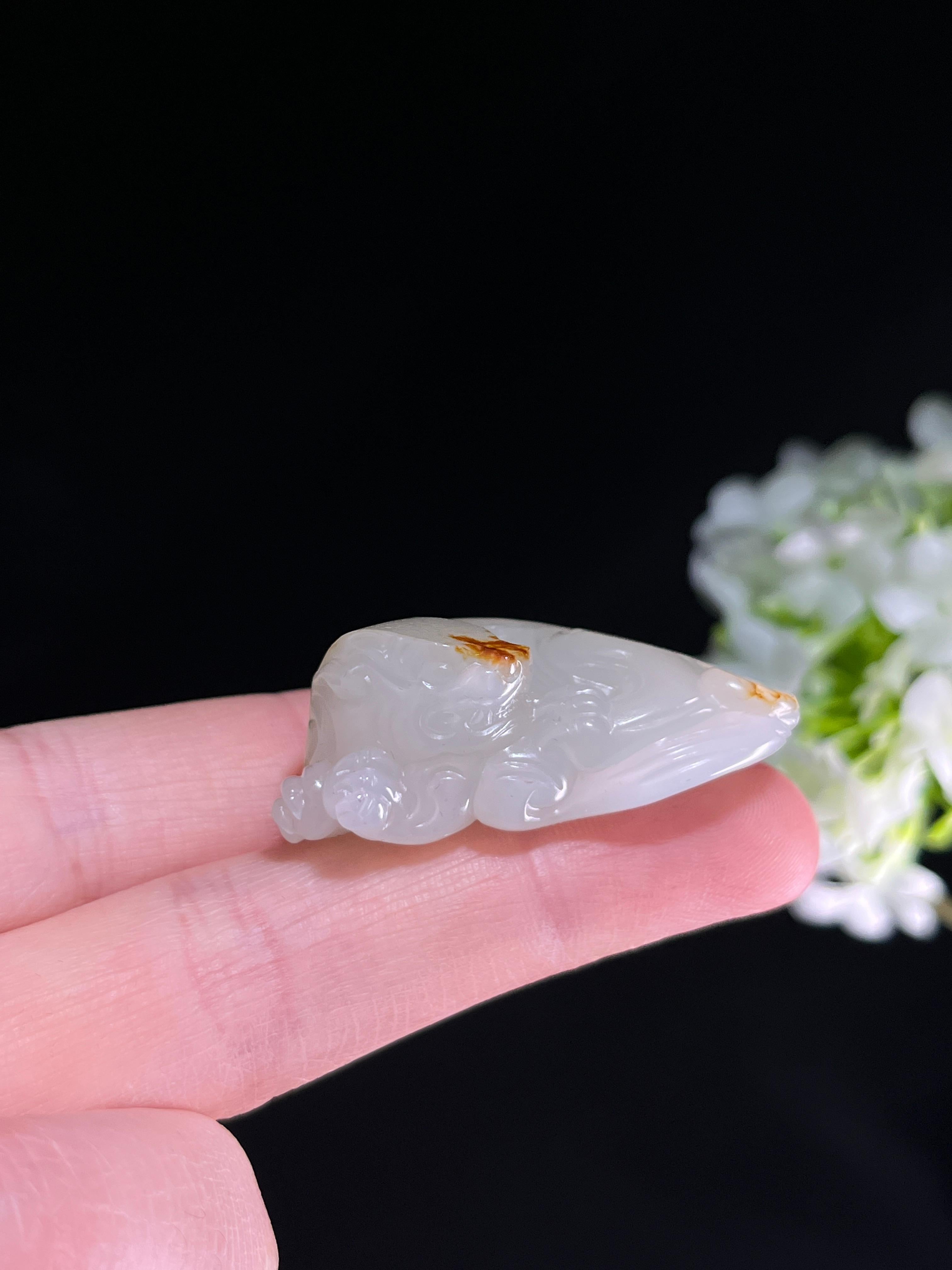 清時代　和田玉　貔貅 龍亀 瑞獣　純暖和田白玉彫り　高玉質　古玉石(F-61) 和田玉白玉貔貅雕刻件（yc251756） – 添福玉器